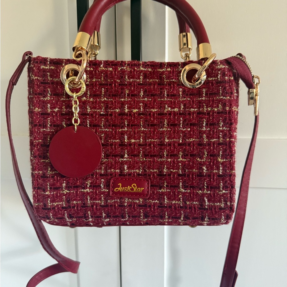 Burgundy Tweed Handbag